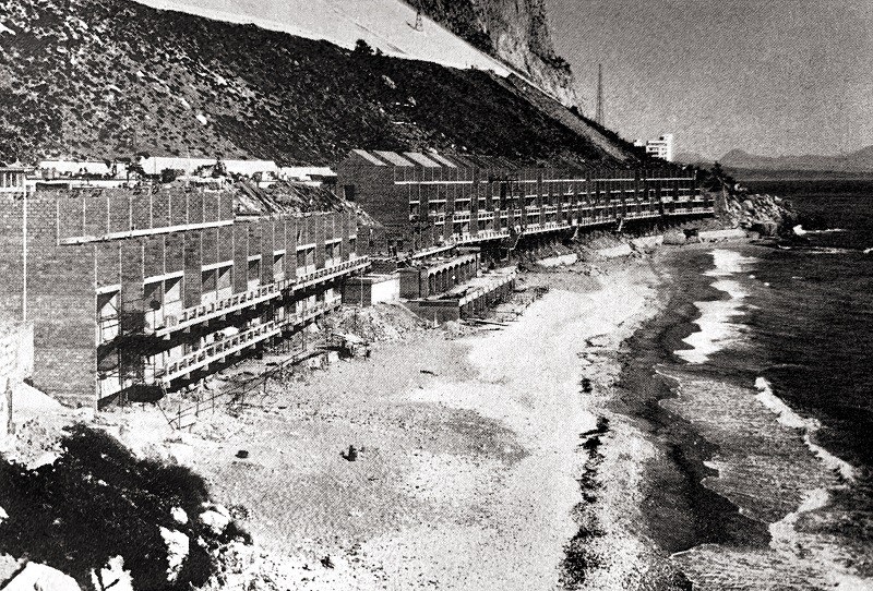 Works in progress at the Hoods Holiday Village, Sandy Bay, 1967. 